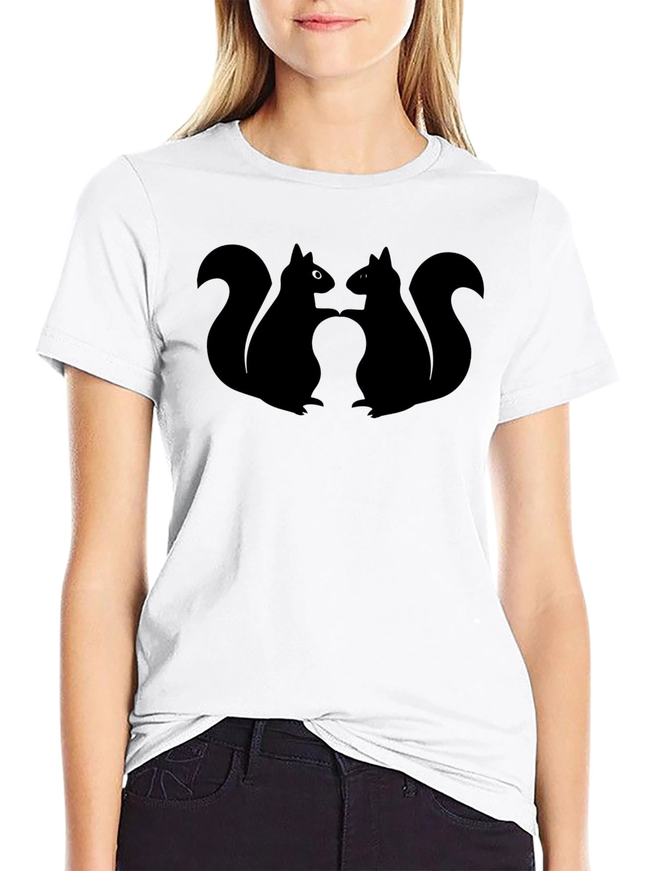Squirrel Silhouette Graphic Tee - Black