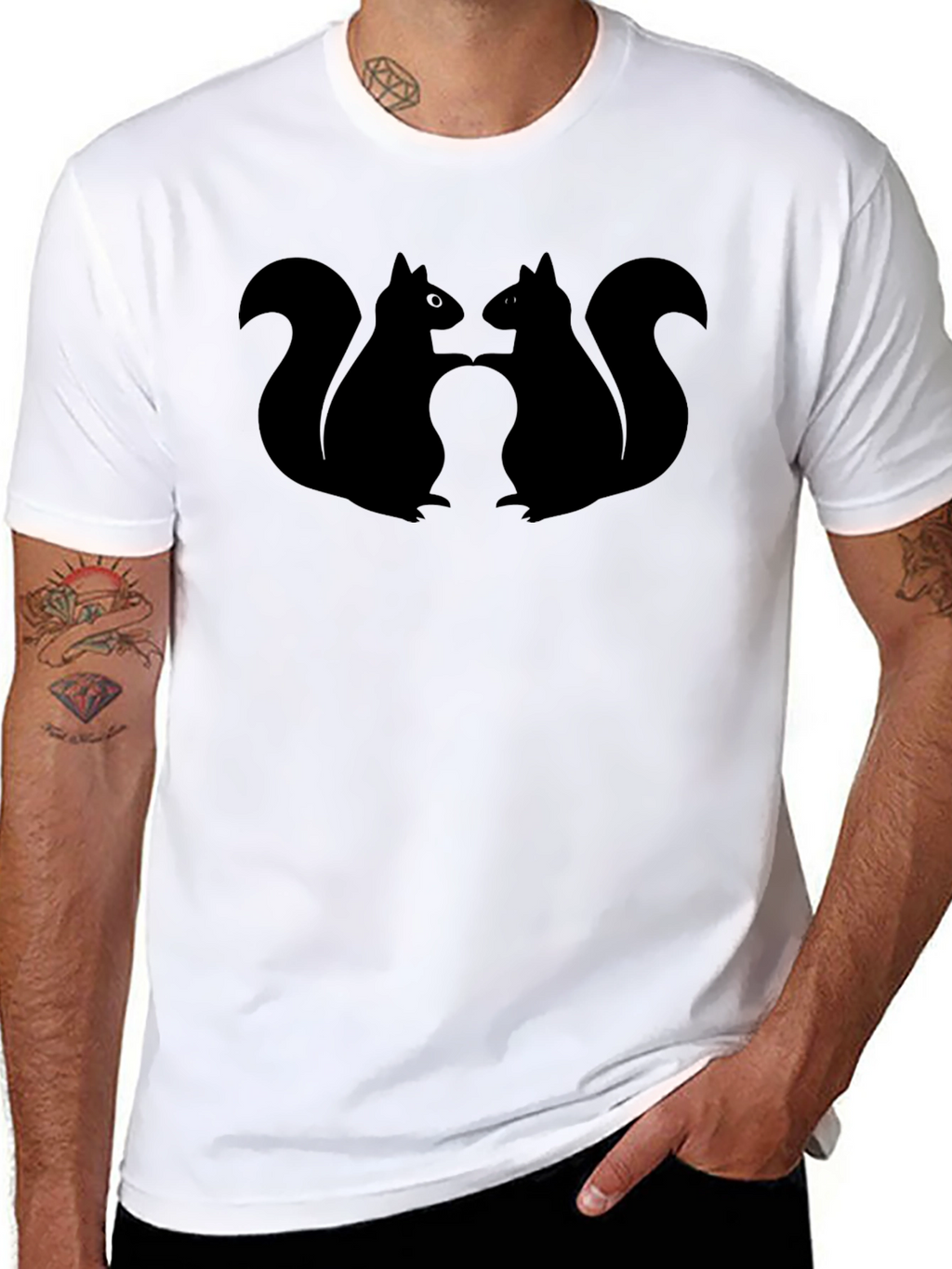 Squirrel Silhouette Graphic Tee - Black