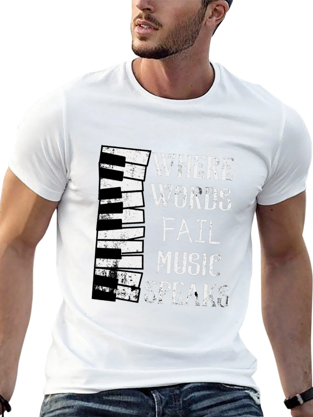 Music Speaks T-Shirt - Piano Keyboard Design