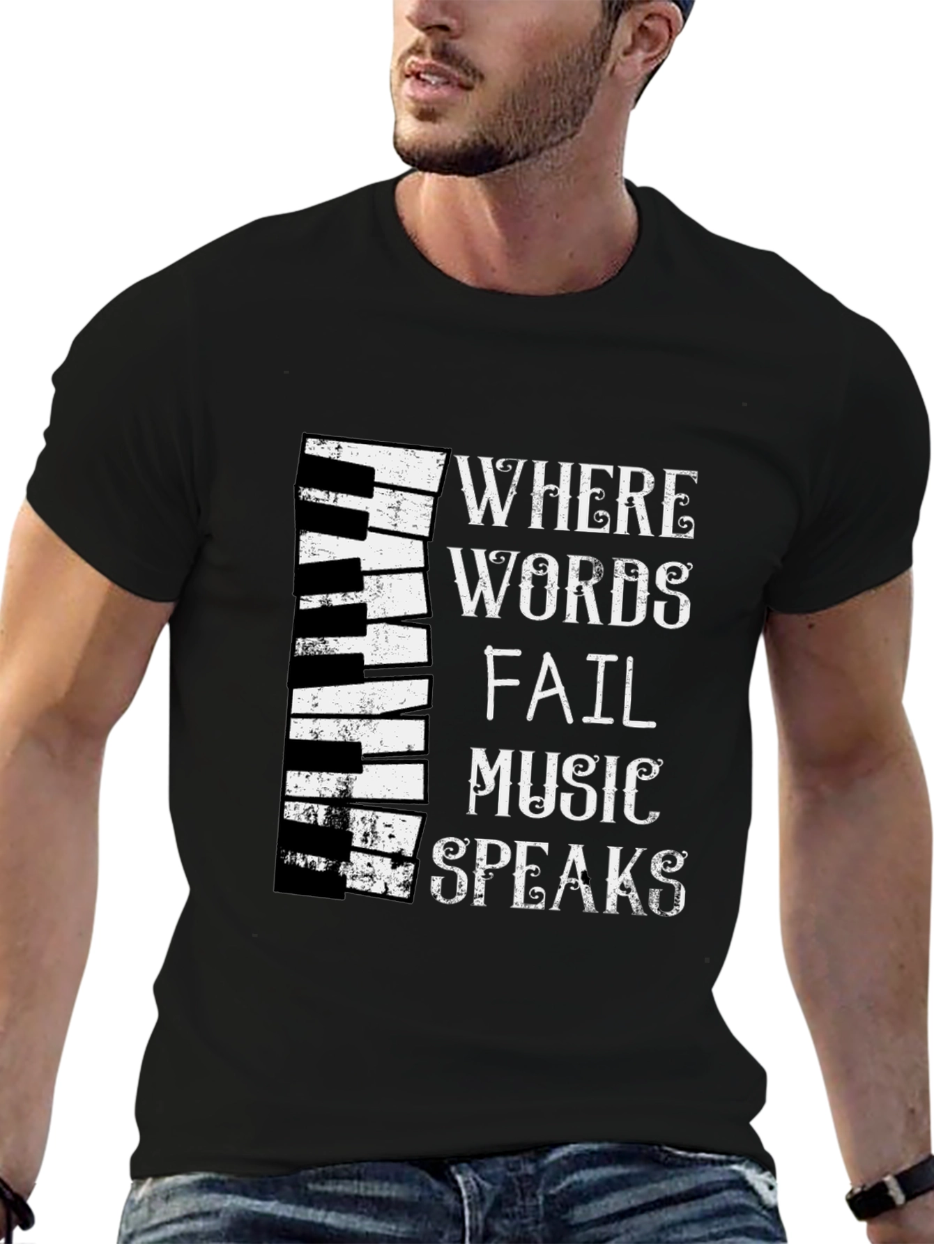 Music Speaks T-Shirt - Piano Keyboard Design