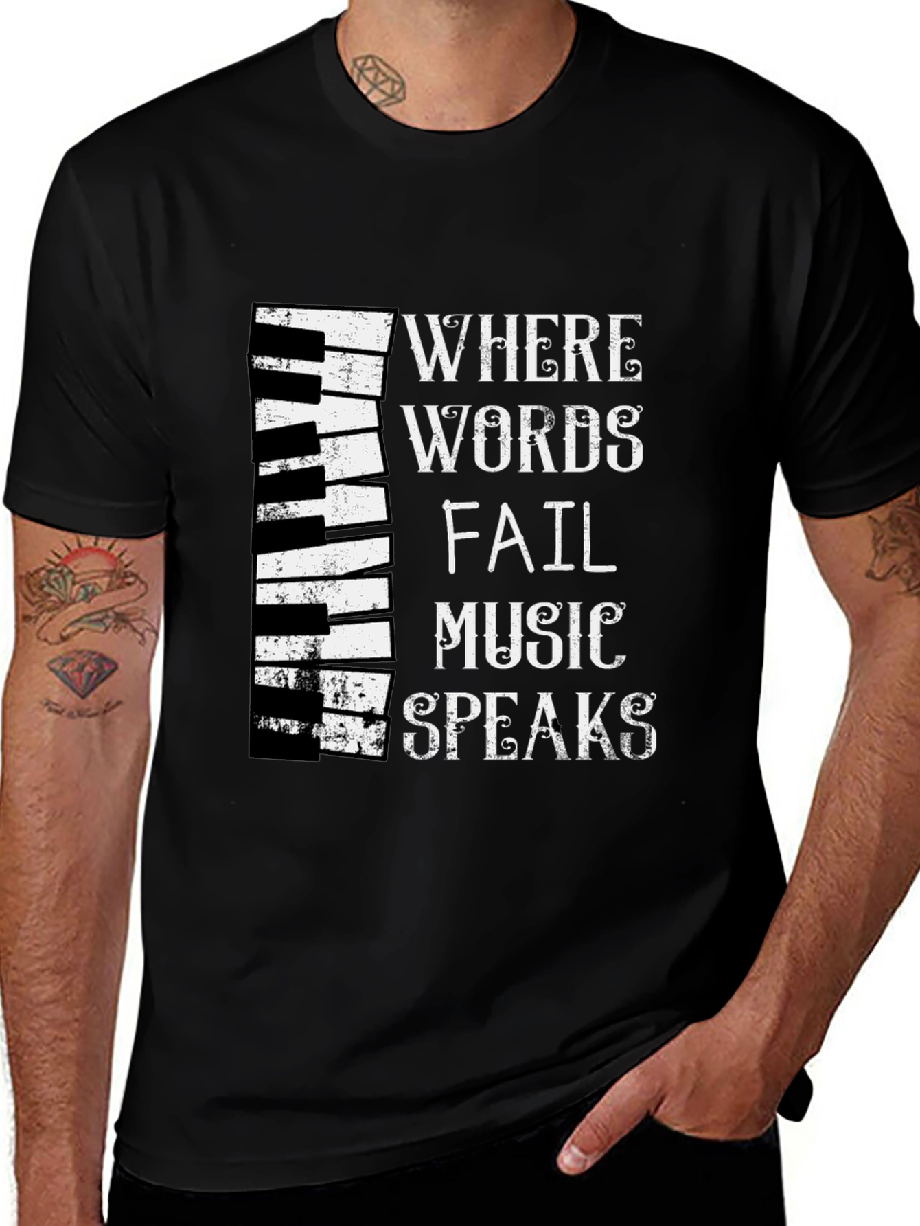 Music Speaks T-Shirt - Piano Keyboard Design