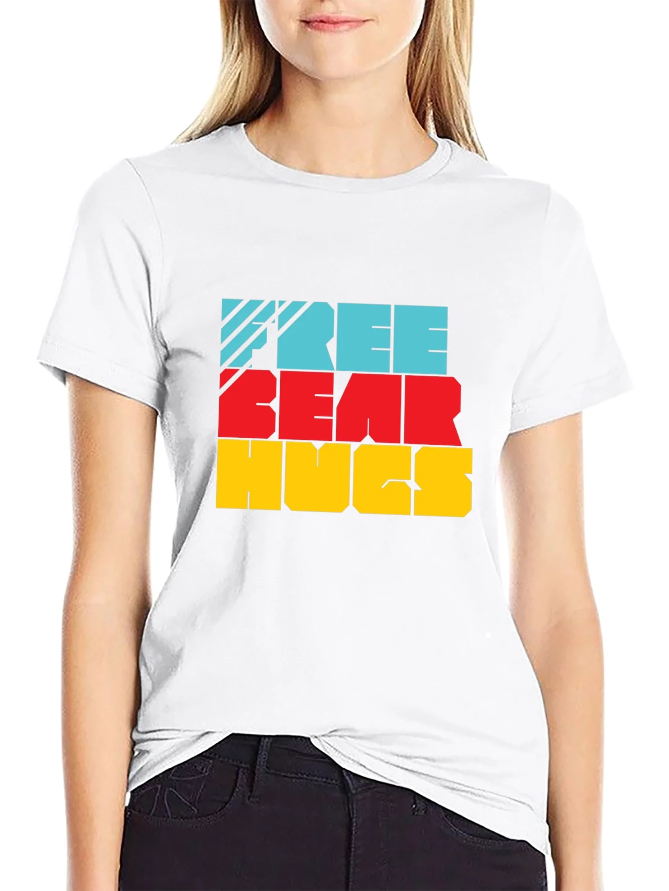 Free Bear Hugs Colorful Graphic Tee Shirt