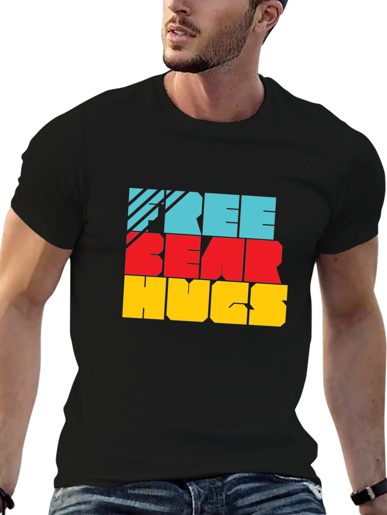 Free Bear Hugs Colorful Graphic Tee Shirt