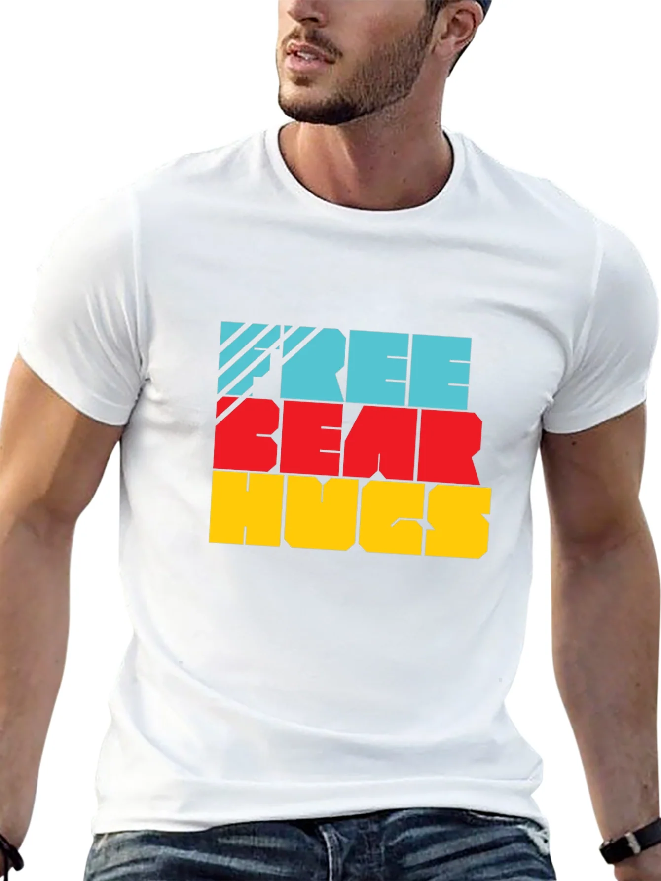 Free Bear Hugs Colorful Graphic Tee Shirt