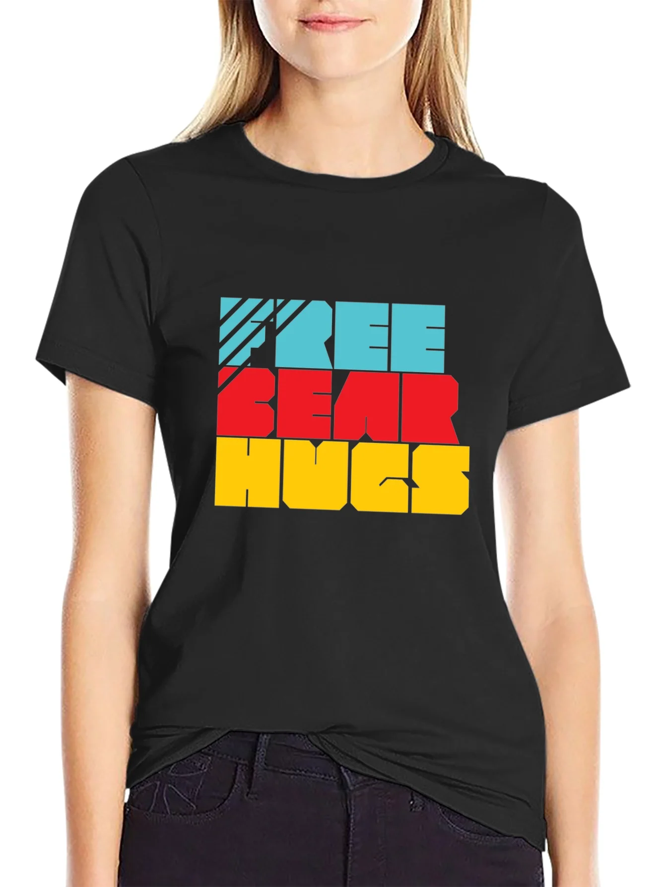 Free Bear Hugs Colorful Graphic Tee Shirt