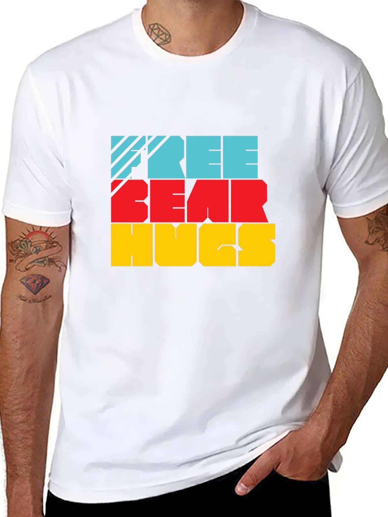Free Bear Hugs Colorful Graphic Tee Shirt