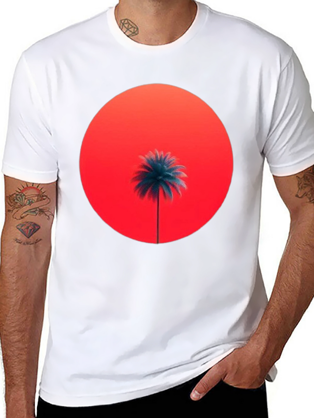 Sunset Palm Graphic Tee - Stylish Comfort