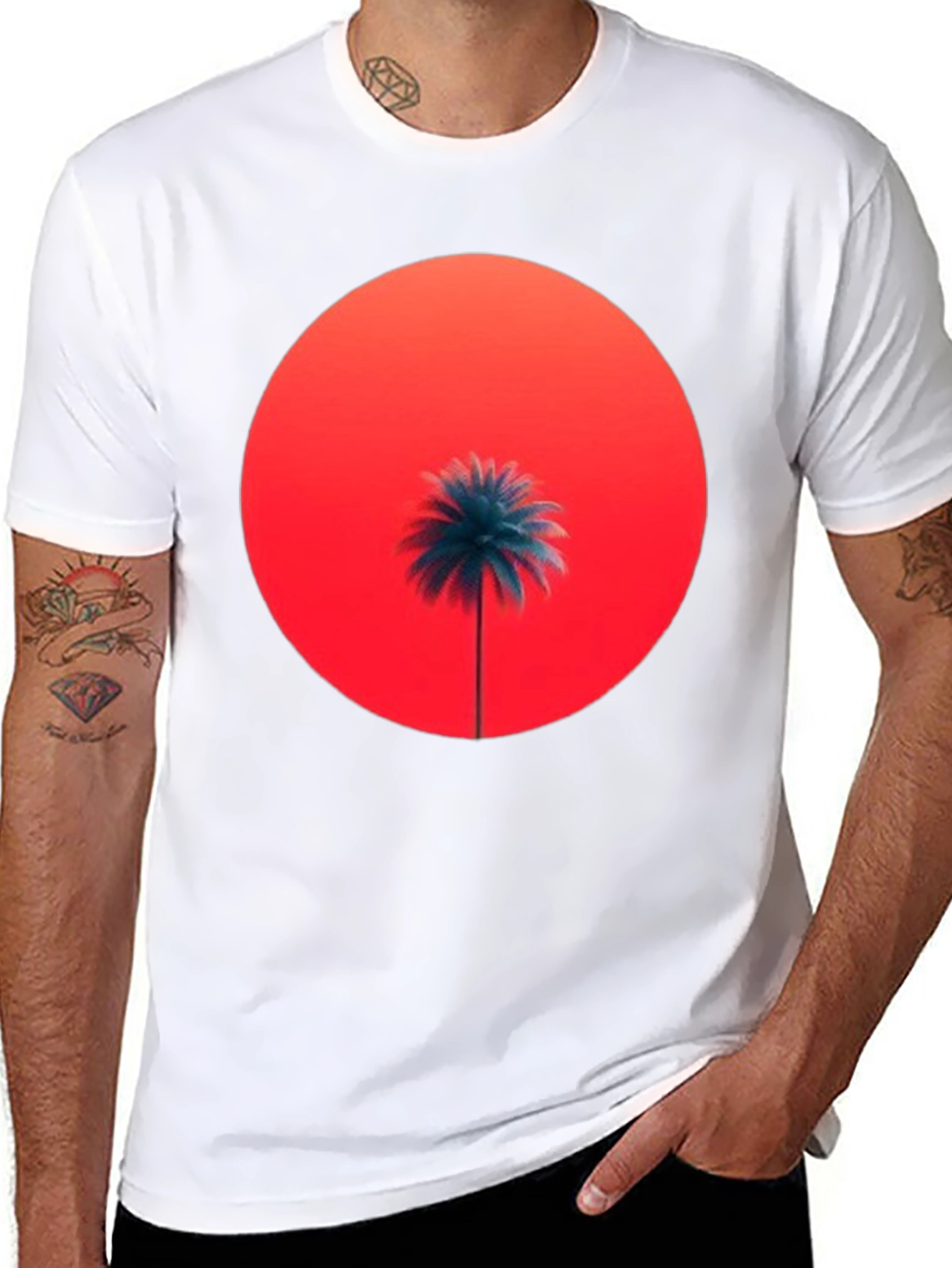 Sunset Palm Graphic Tee - Stylish Comfort