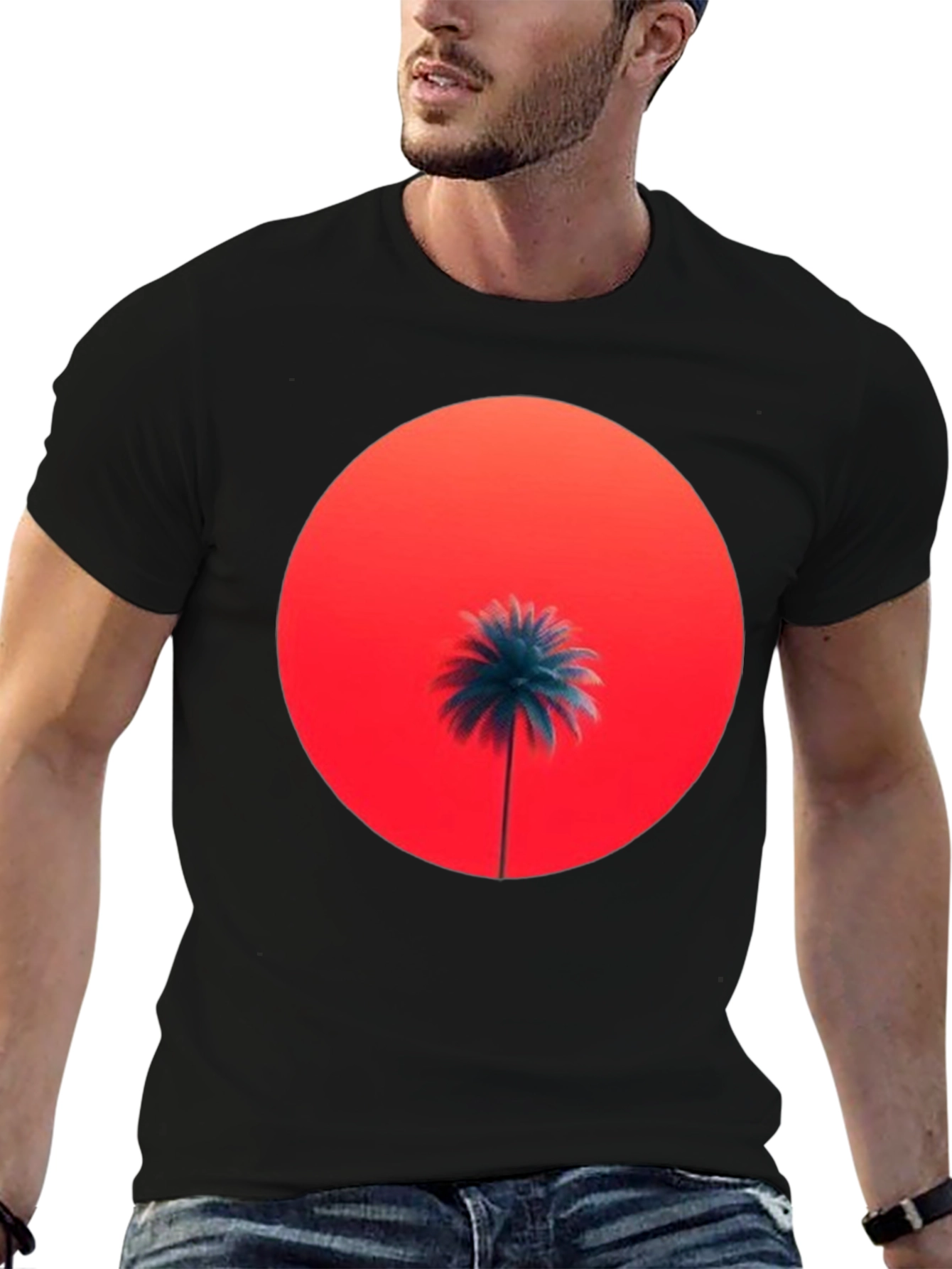 Sunset Palm Graphic Tee - Stylish Comfort
