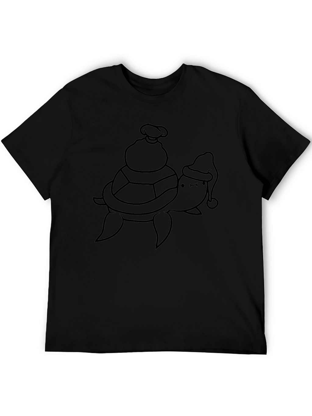 Turtle Santa Sack Black T-Shirt