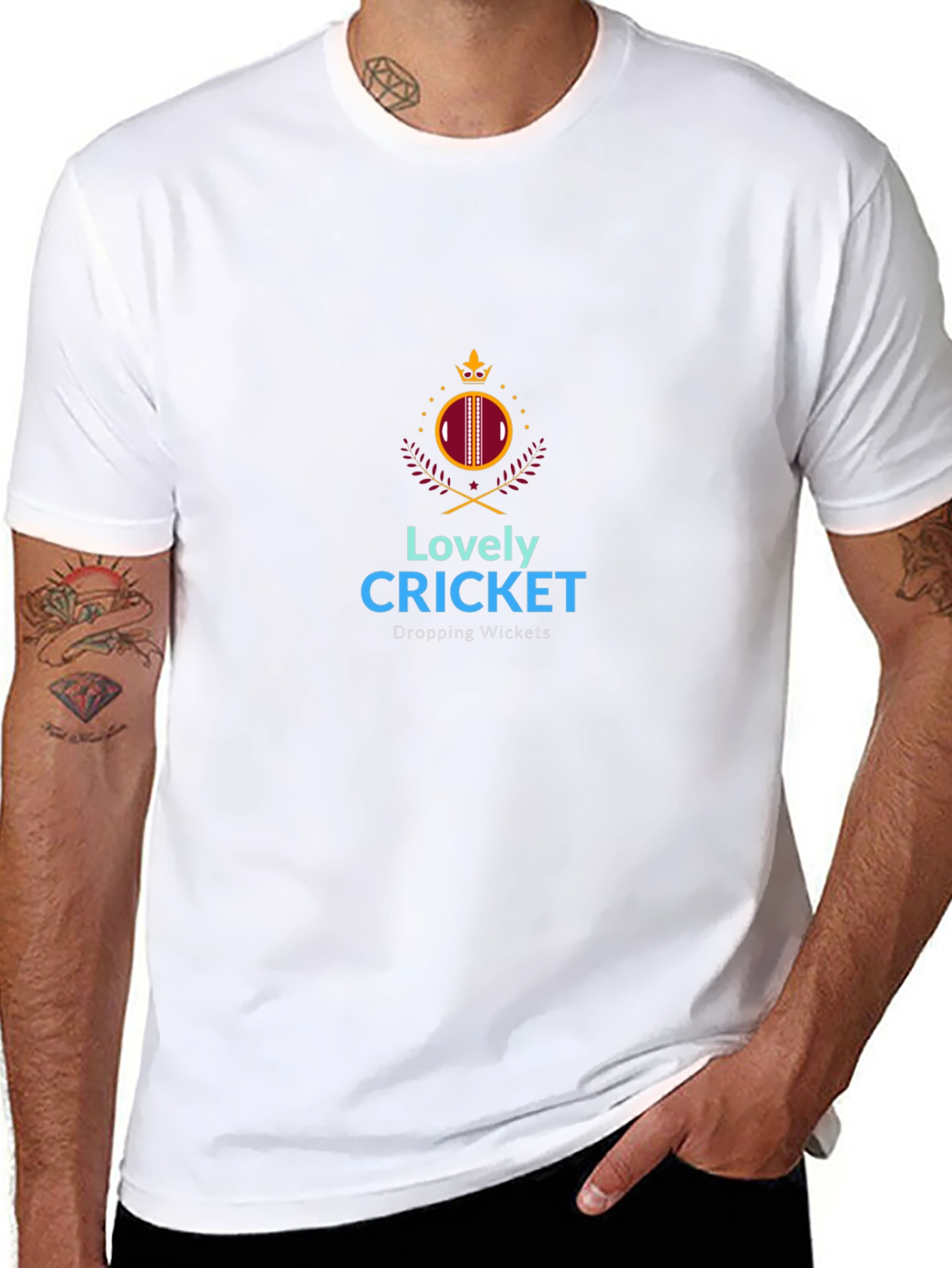 Lovely Cricket Graphic T-Shirt - Dropping Wickets