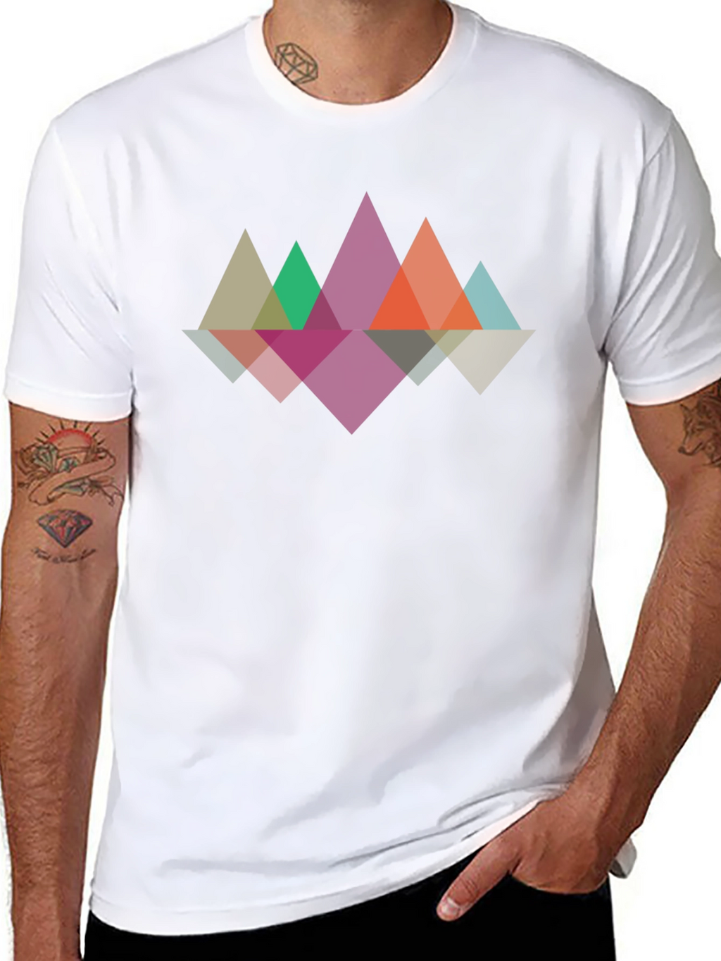 Geometric Mountain T-Shirt - Black