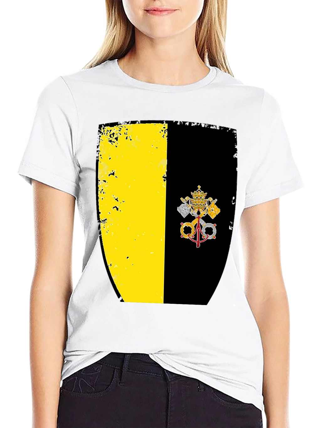 Vatican City Flag Graphic Tee - Black