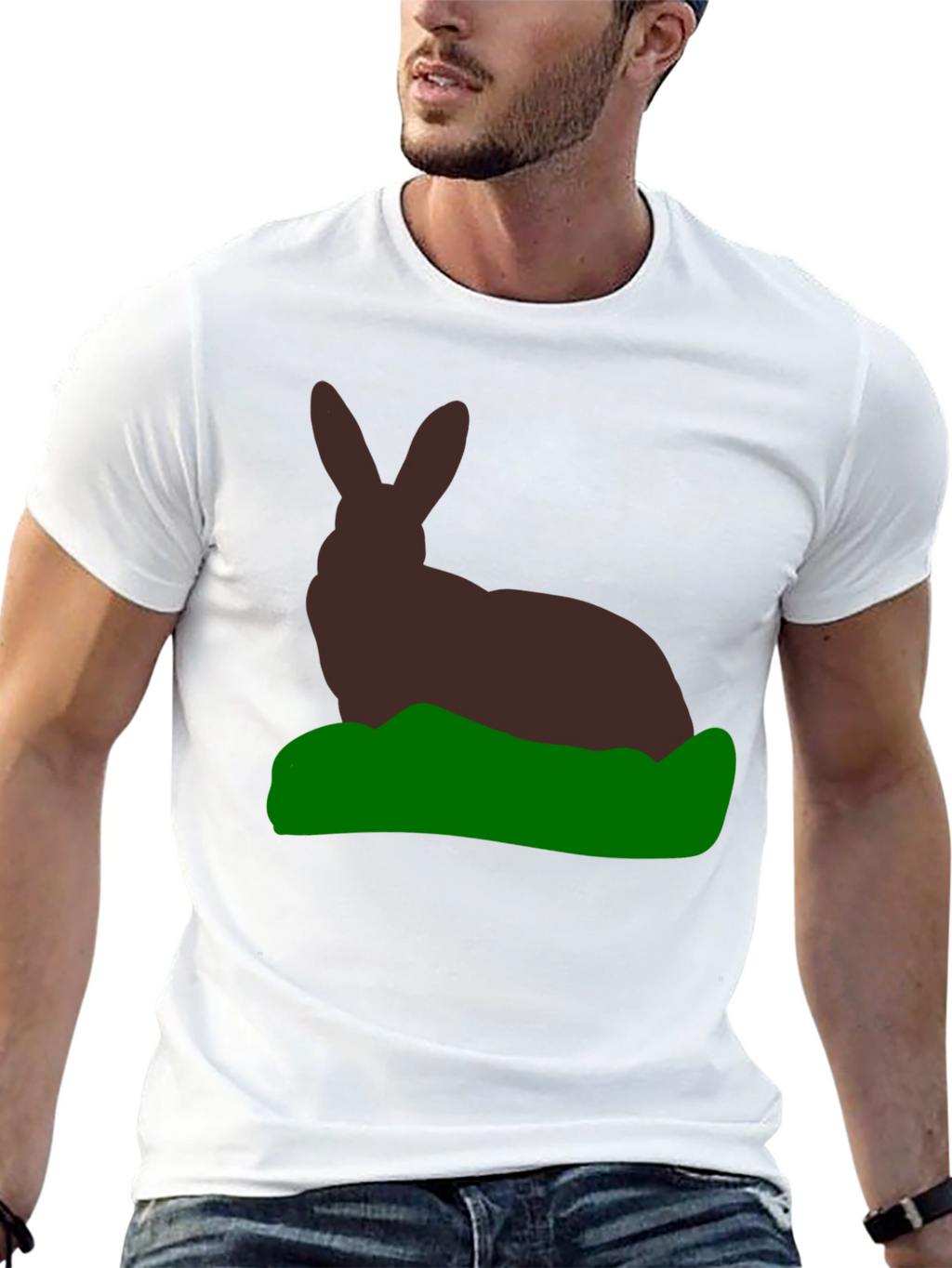 Rabbit Silhouette Graphic Tee - Black
