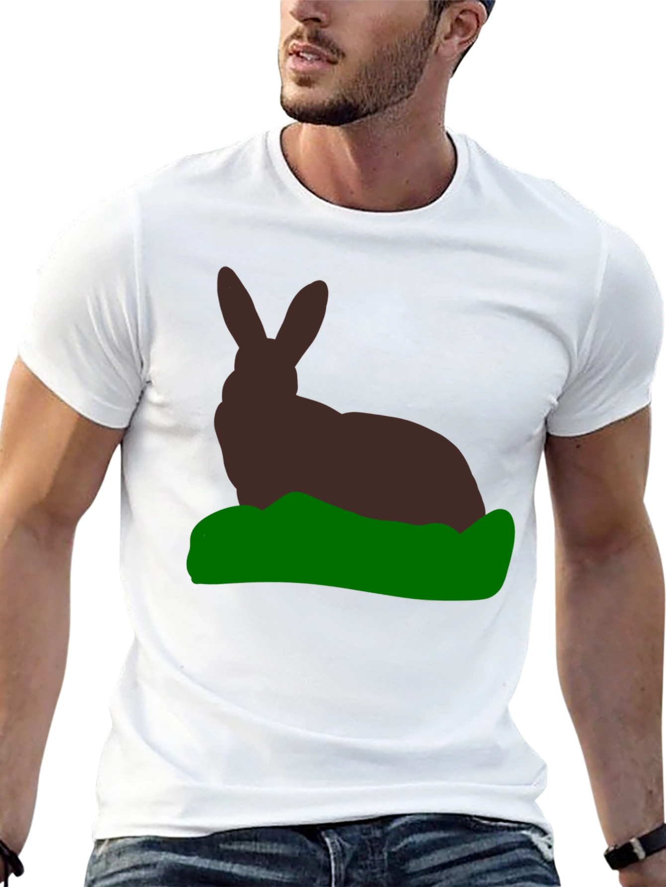 Rabbit Silhouette Graphic Tee - Black