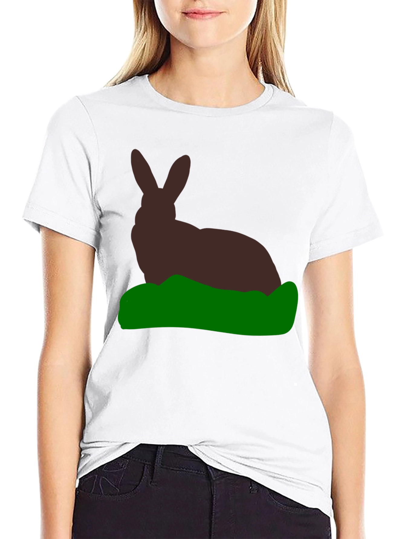 Rabbit Silhouette Graphic Tee - Black