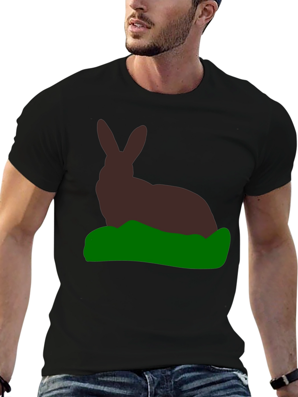 Rabbit Silhouette Graphic Tee - Black