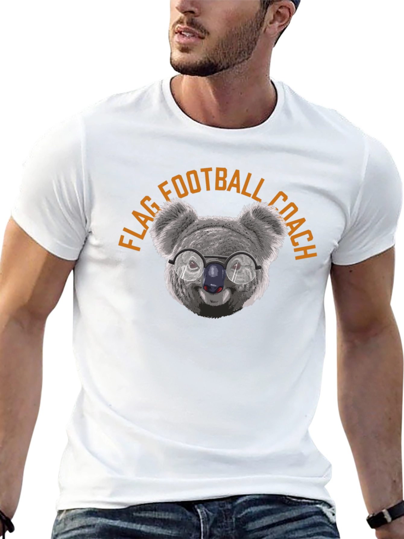 Flag Football Coach Koala Bear Graphic T-Shirt