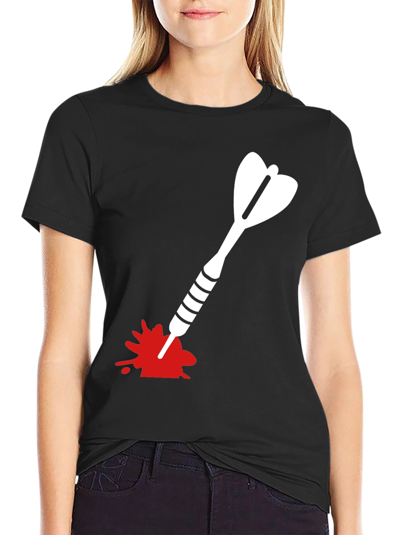 Dart T-Shirt - Bullseye Design Black Cotton Tee