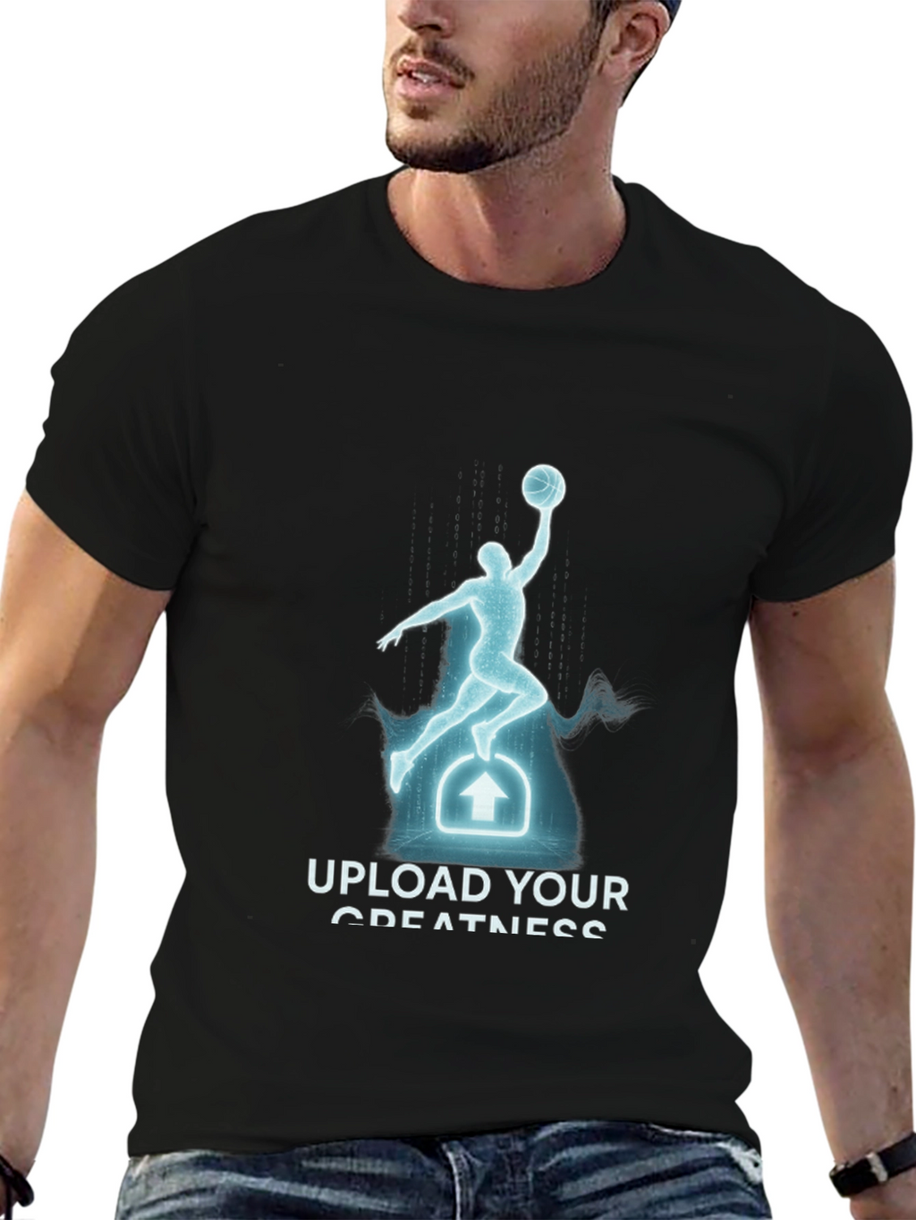 Upload Your Greatness Black Graphic Tee
