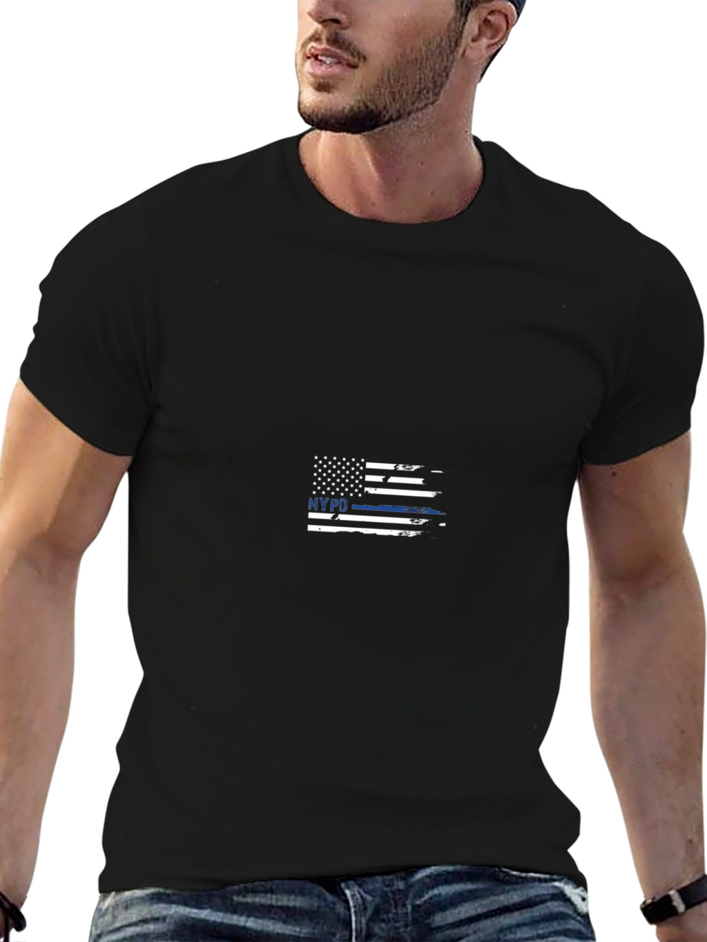 NYPD Flag Graphic Print T-Shirt - Mens