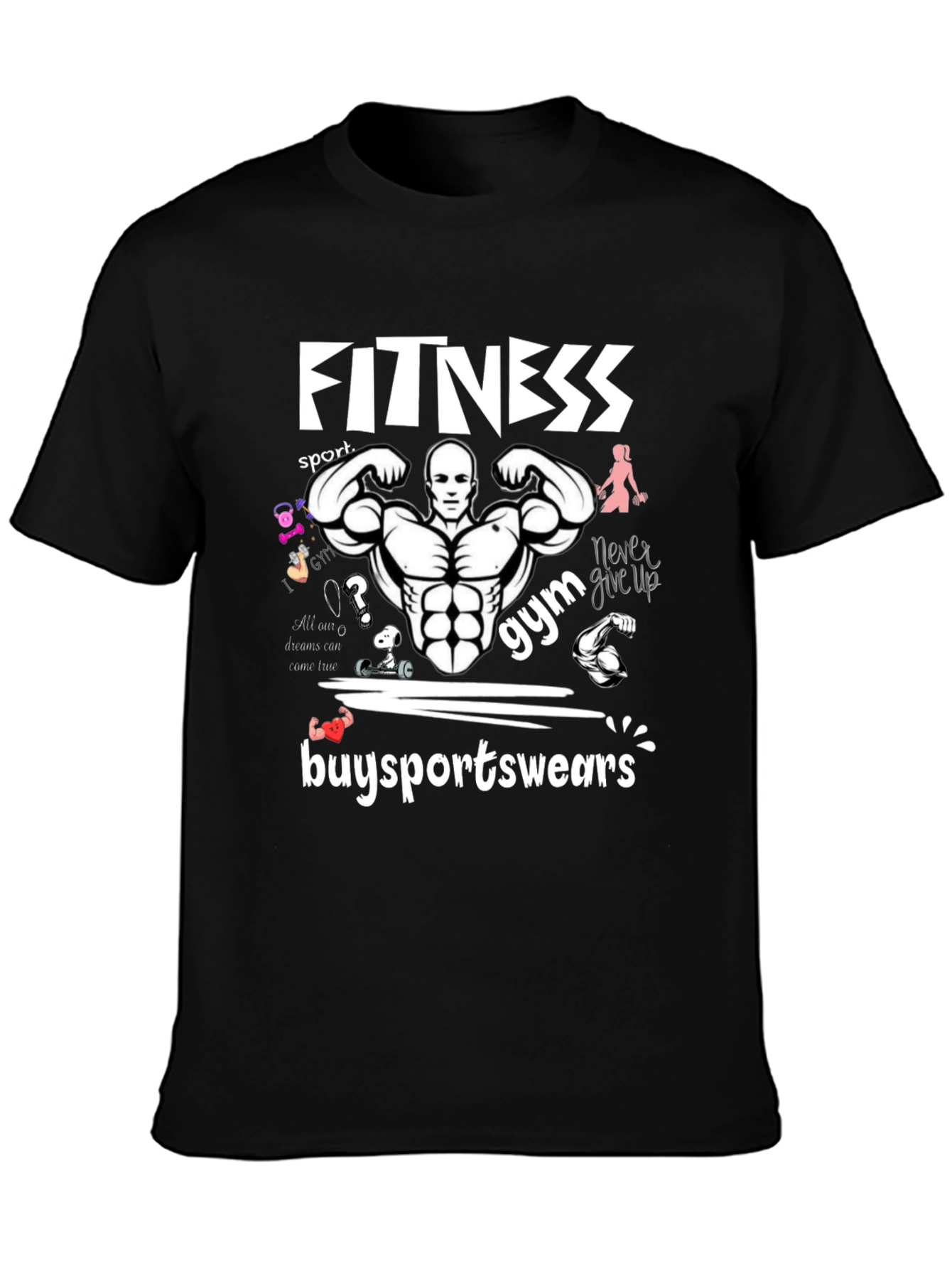 Fitness Gym Graphic Print T-Shirt