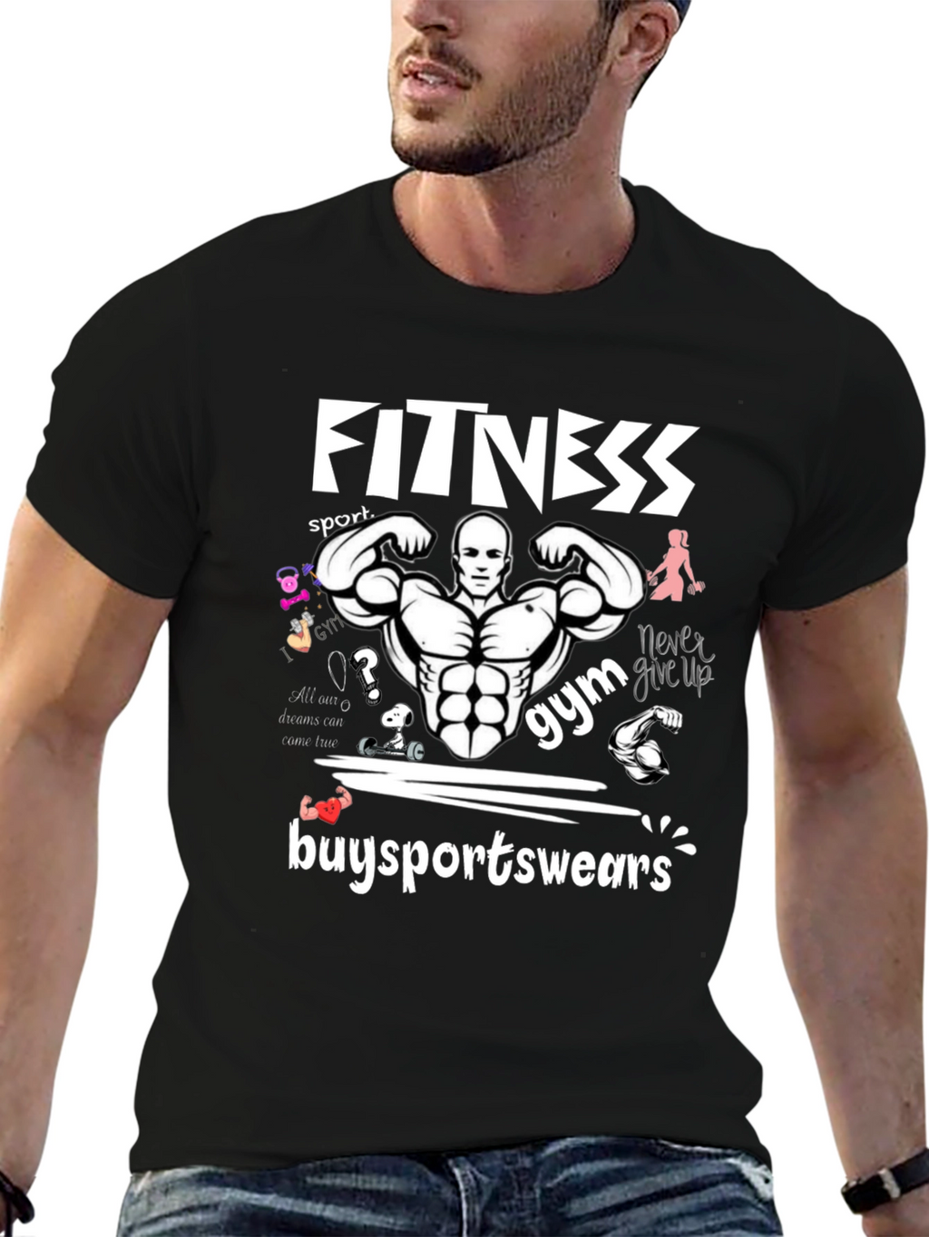 Fitness Gym Graphic Print T-Shirt