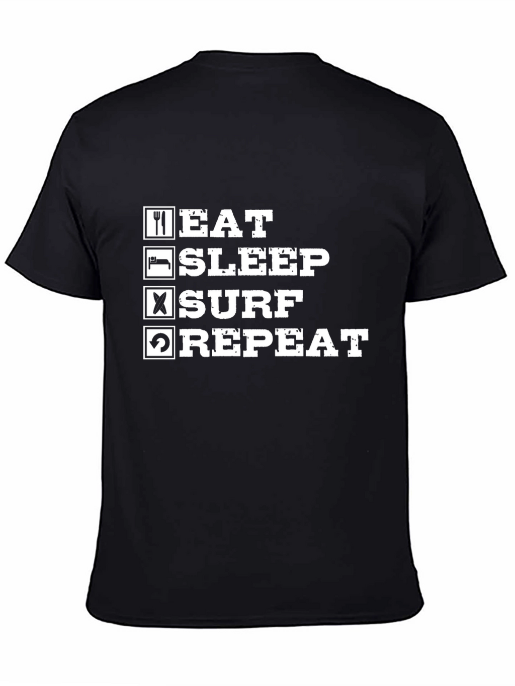 Eat Sleep Surf Repeat Black Graphic T-Shirt