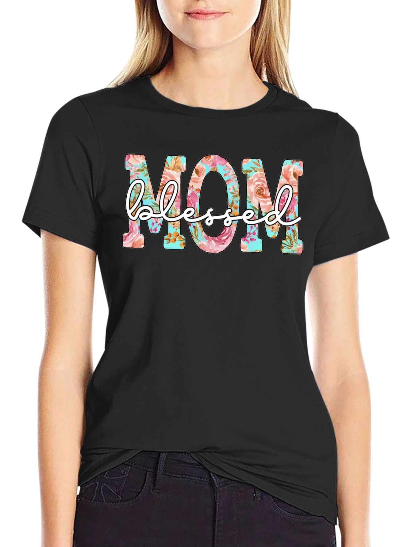 Floral Mom Blessed Graphic T-Shirt