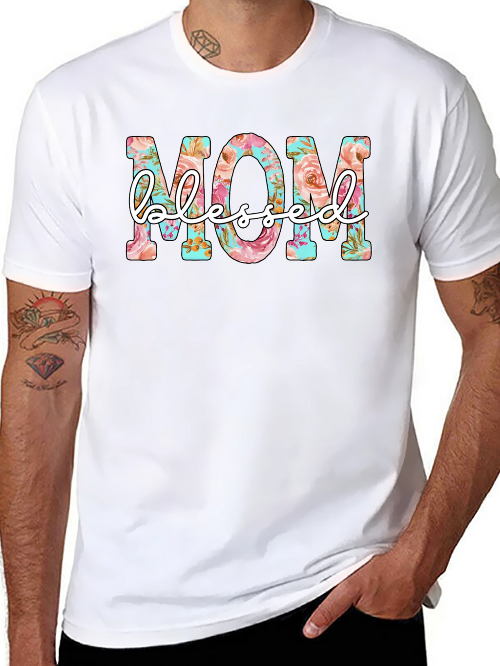 Floral Mom Blessed Graphic T-Shirt