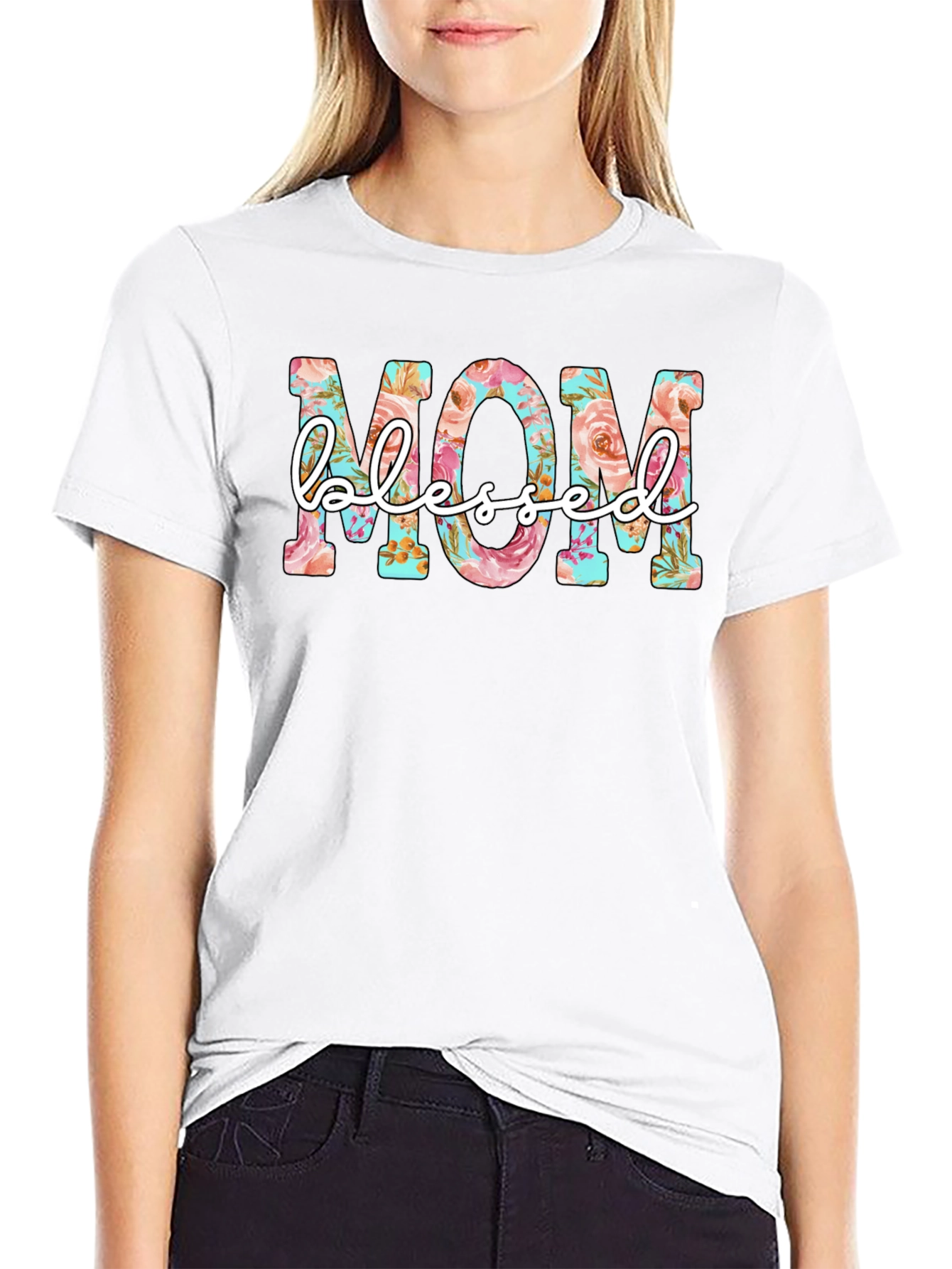 Floral Mom Blessed Graphic T-Shirt