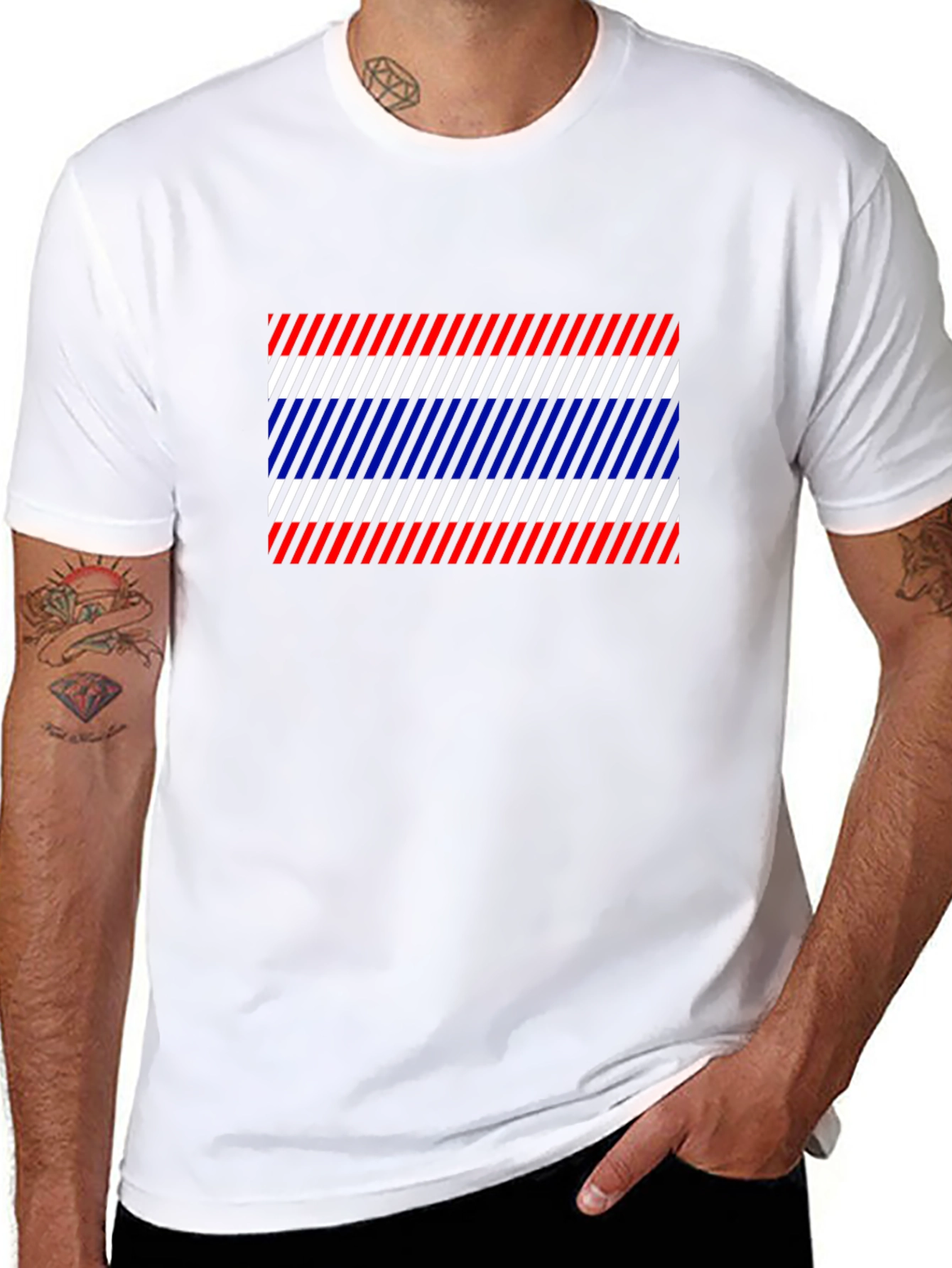 Thailand Flag Diagonal Stripes Black T-Shirt