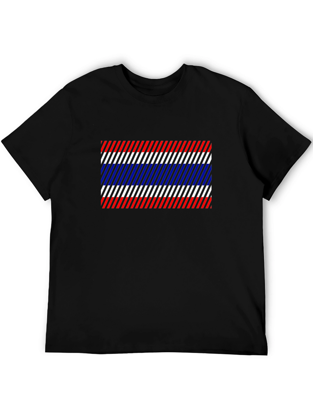 Thailand Flag Diagonal Stripes Black T-Shirt