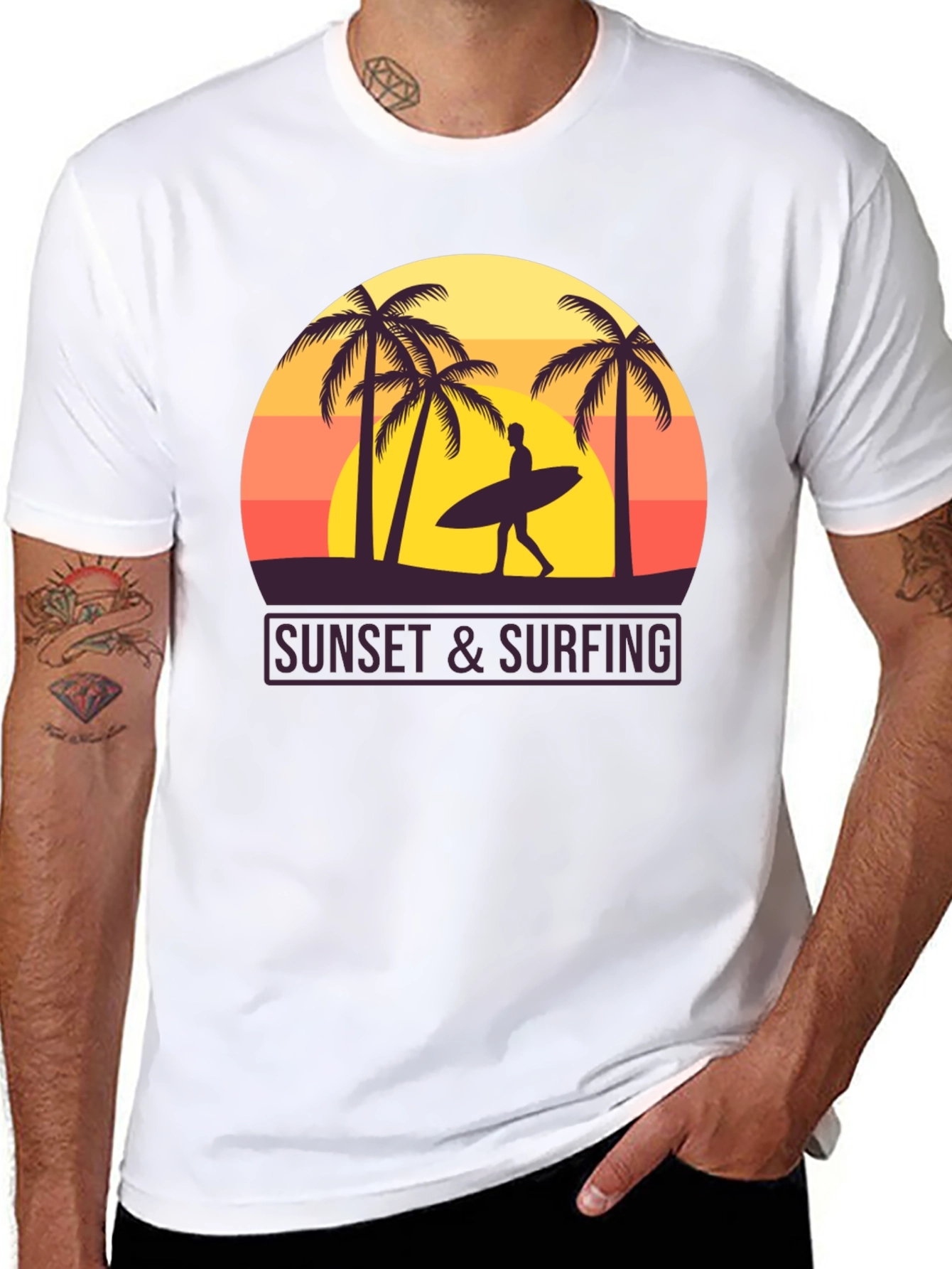 Sunset Surfing Graphic T-Shirt