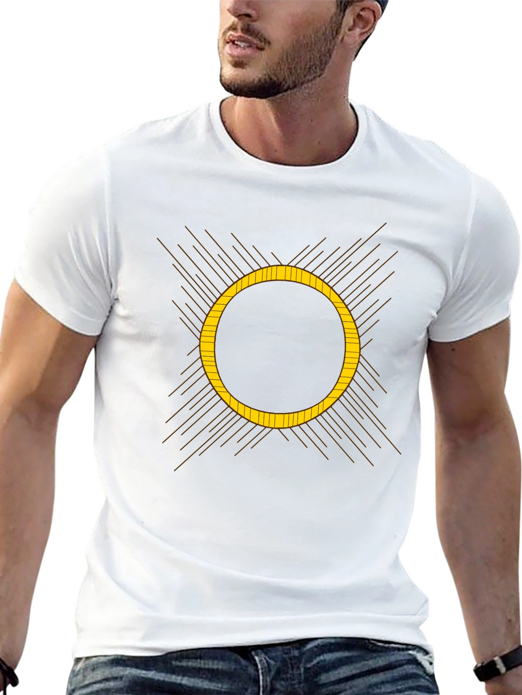 Geometric Eclipse Graphic Black T-Shirt