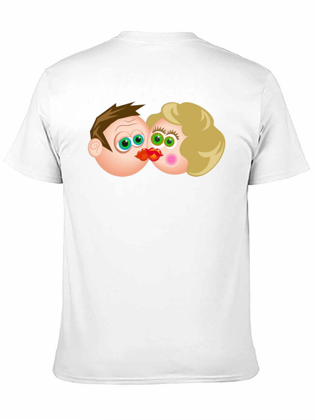 Cartoon Couple Kissing Black T-Shirt