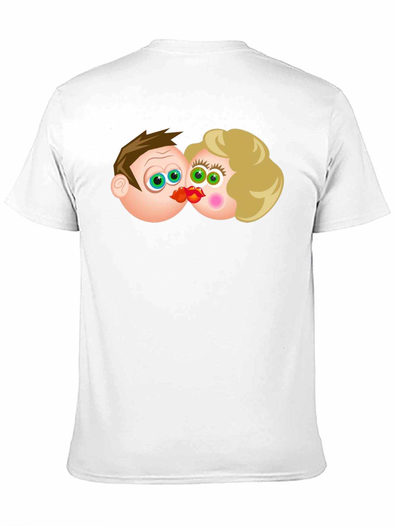 Cartoon Couple Kissing Black T-Shirt