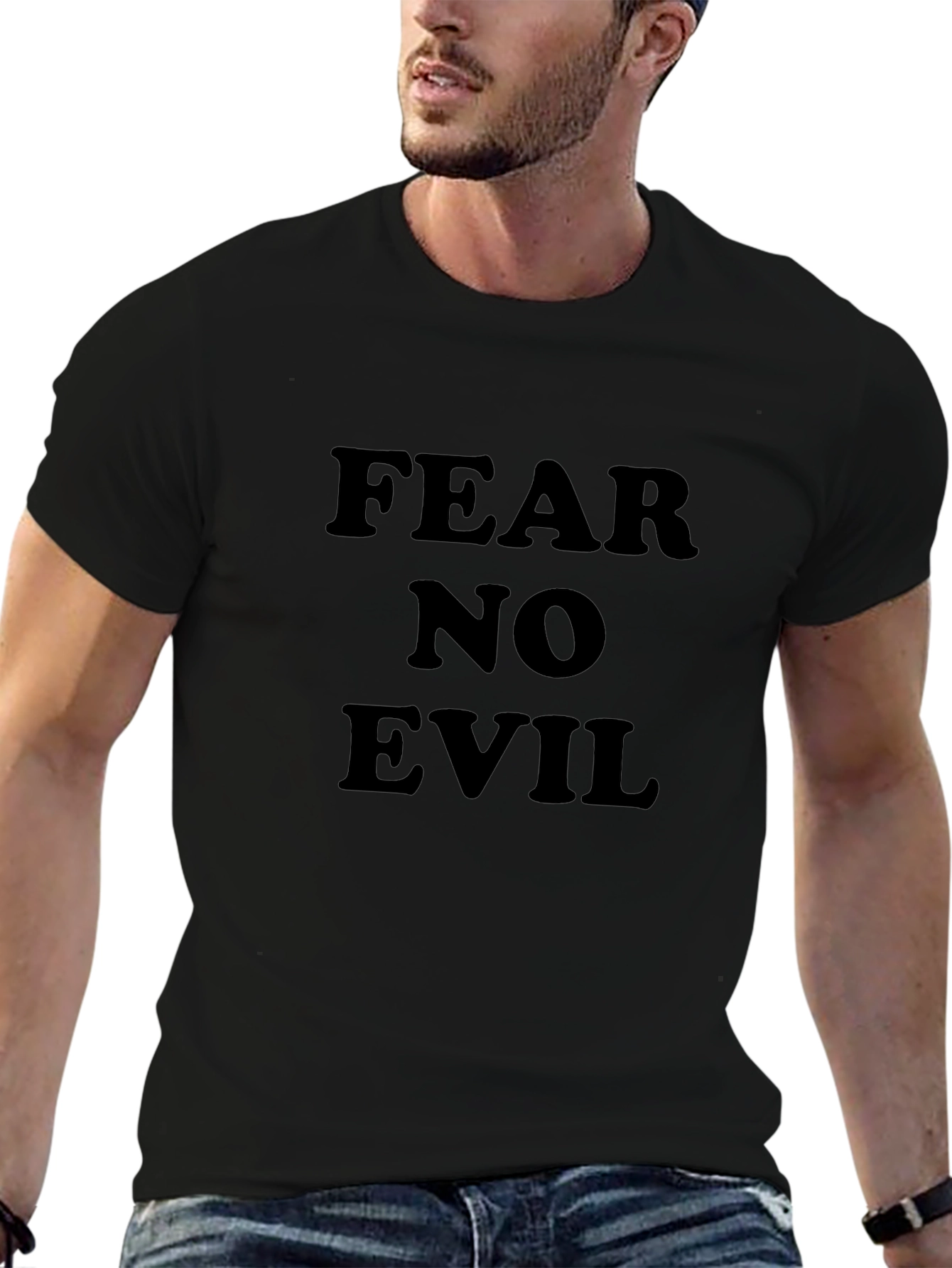 Fear No Evil Black Graphic T-Shirt for Men