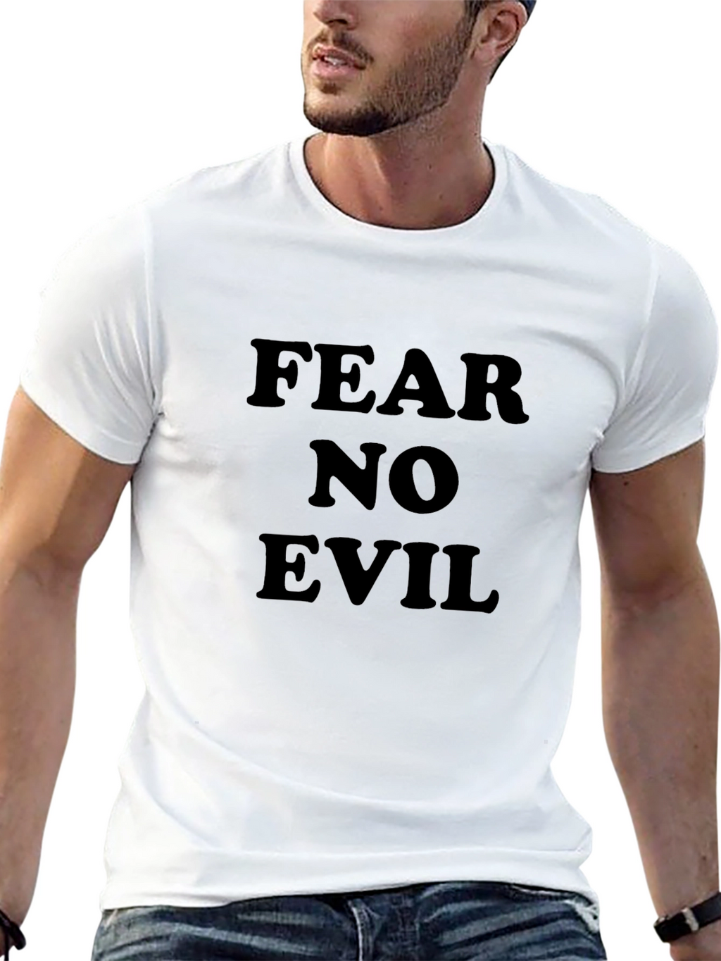 Fear No Evil Black Graphic T-Shirt for Men