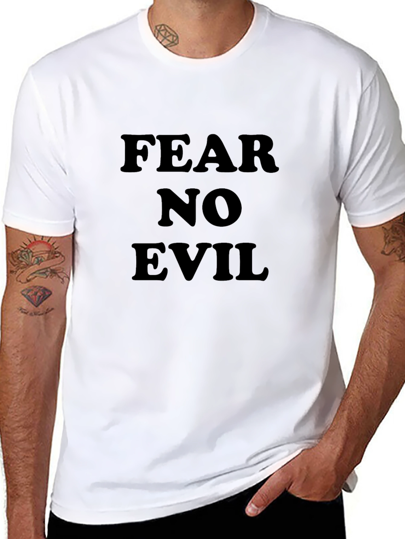 Fear No Evil Black Graphic T-Shirt for Men
