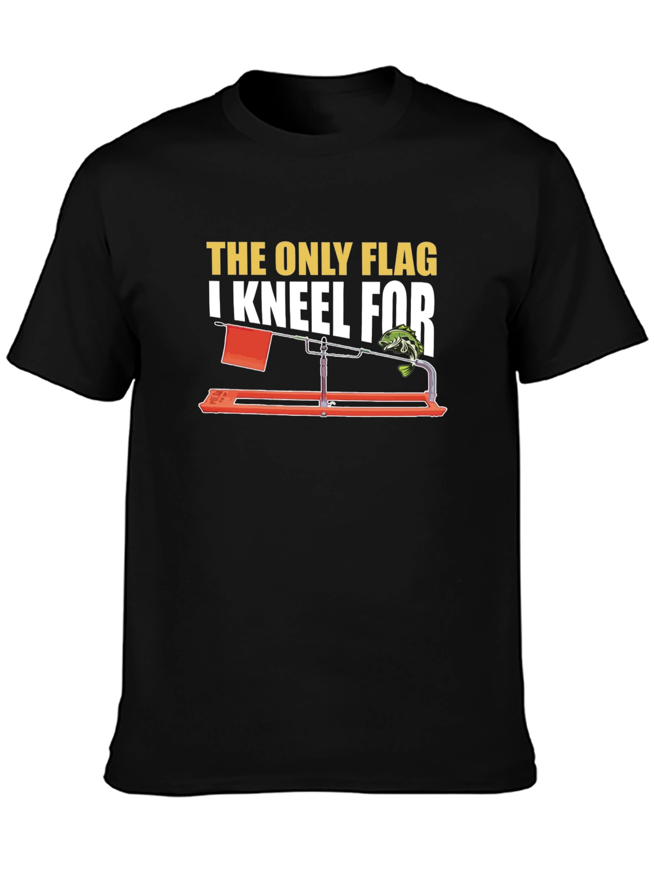 Ice Fishing Flag T-Shirt - Kneel For Fishing Tee