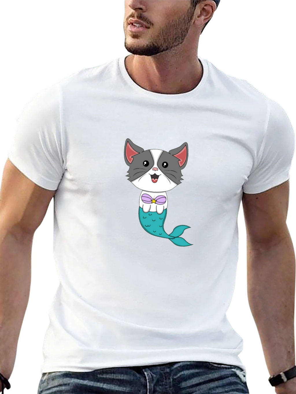 Cat Mermaid Graphic Tee - Fun Novelty Shirt