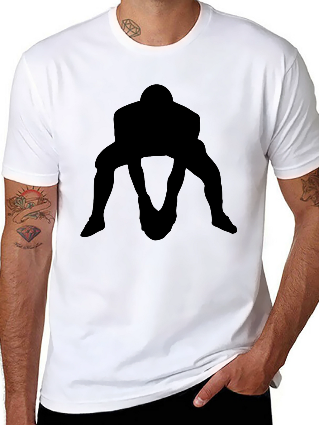 Rugby Player Silhouette Black T-Shirt