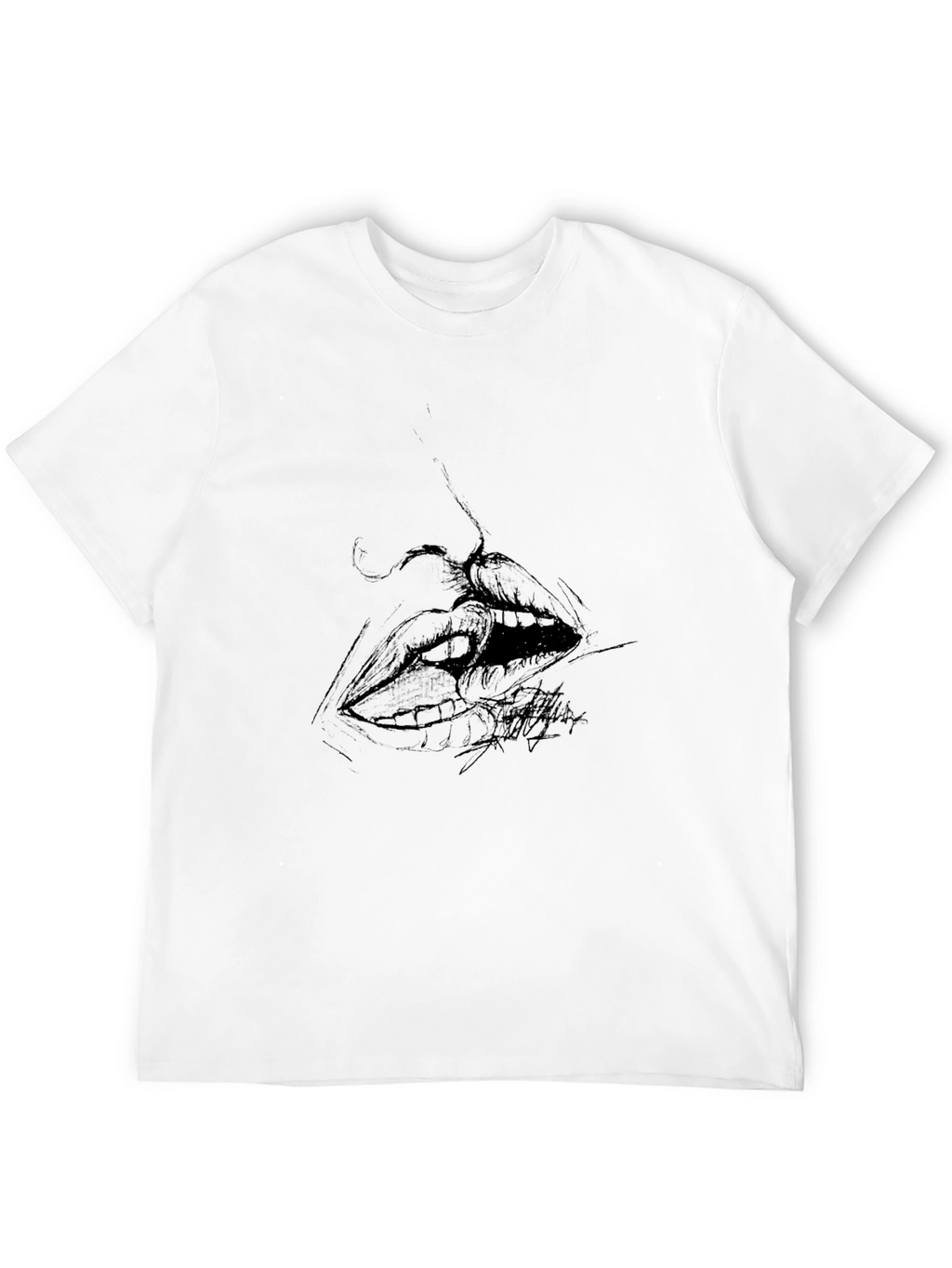 Abstract Lips Graphic Black T-Shirt