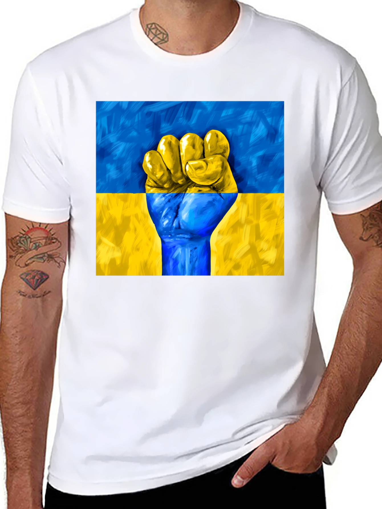 Ukraine Flag Fist T-Shirt - Stand with Ukraine