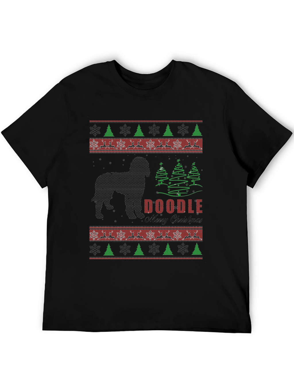 Doodle Merry Christmas T-Shirt Ugly Sweater Style