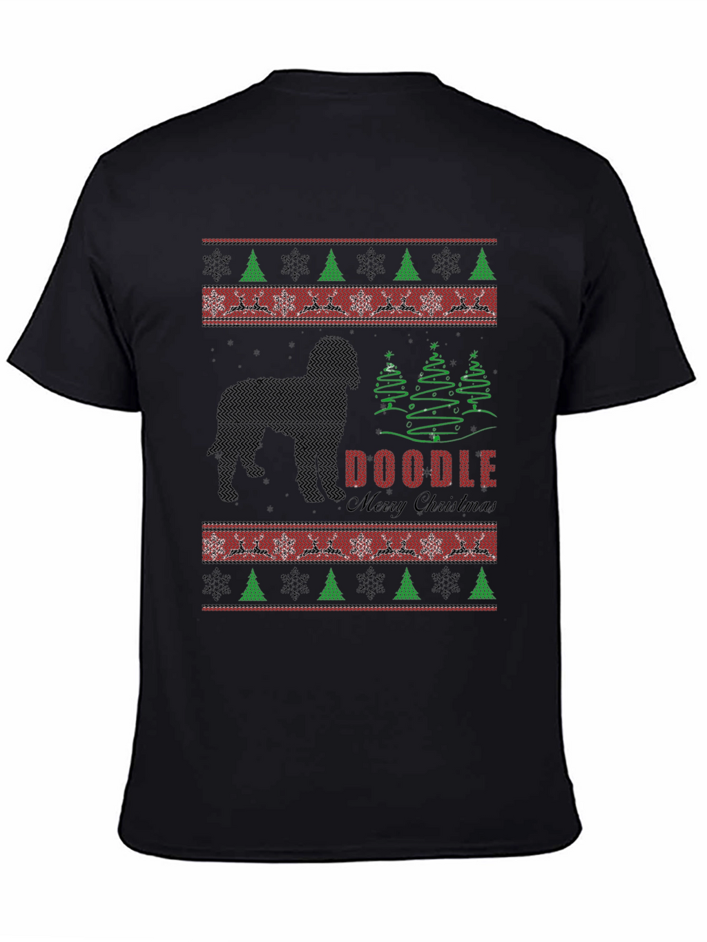 Doodle Merry Christmas T-Shirt Ugly Sweater Style