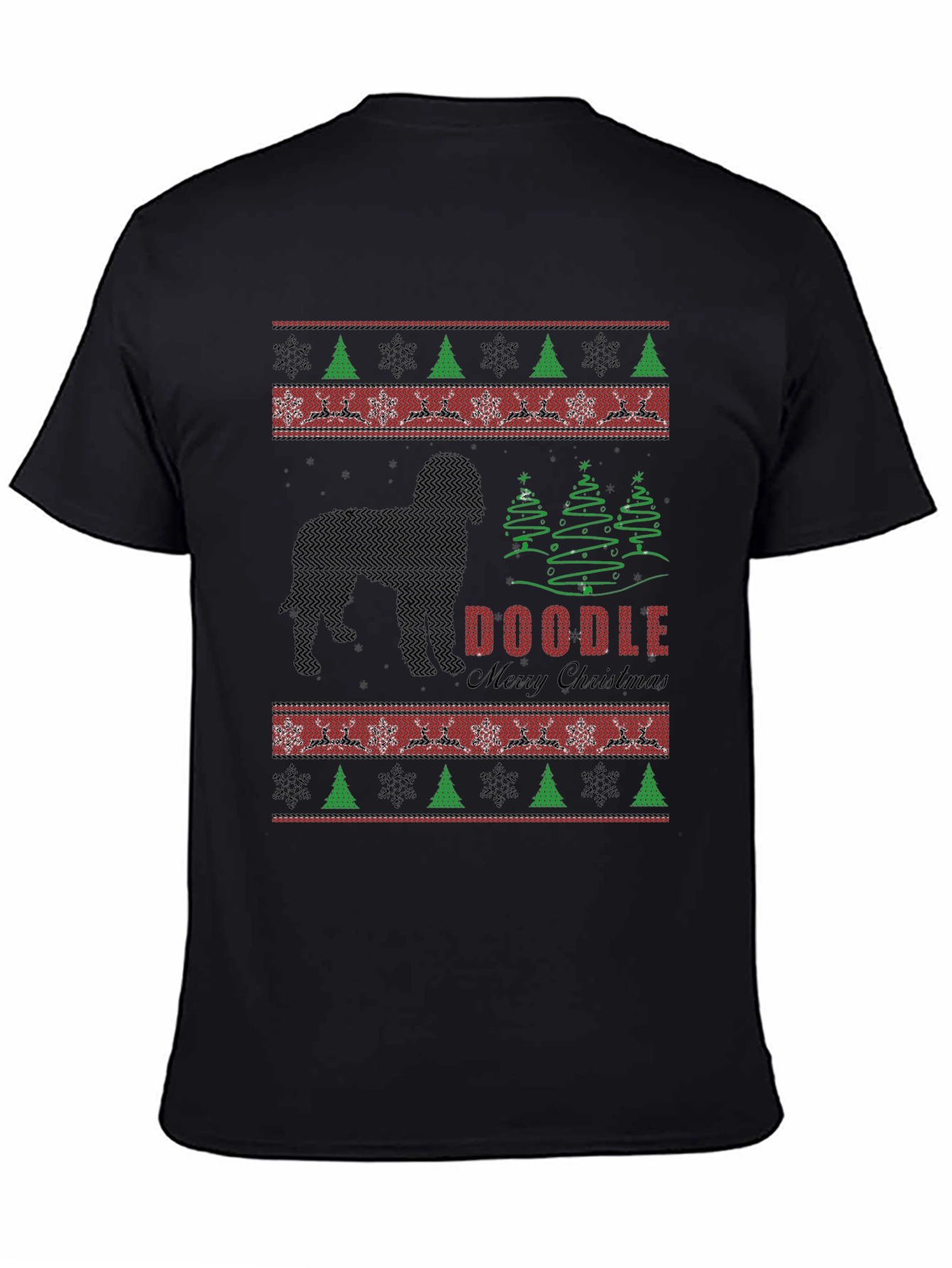 Doodle Merry Christmas T-Shirt Ugly Sweater Style