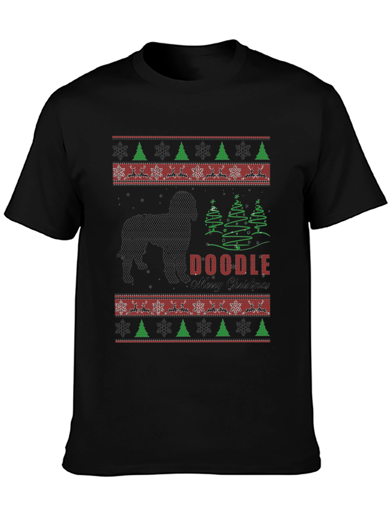 Doodle Merry Christmas T-Shirt Ugly Sweater Style