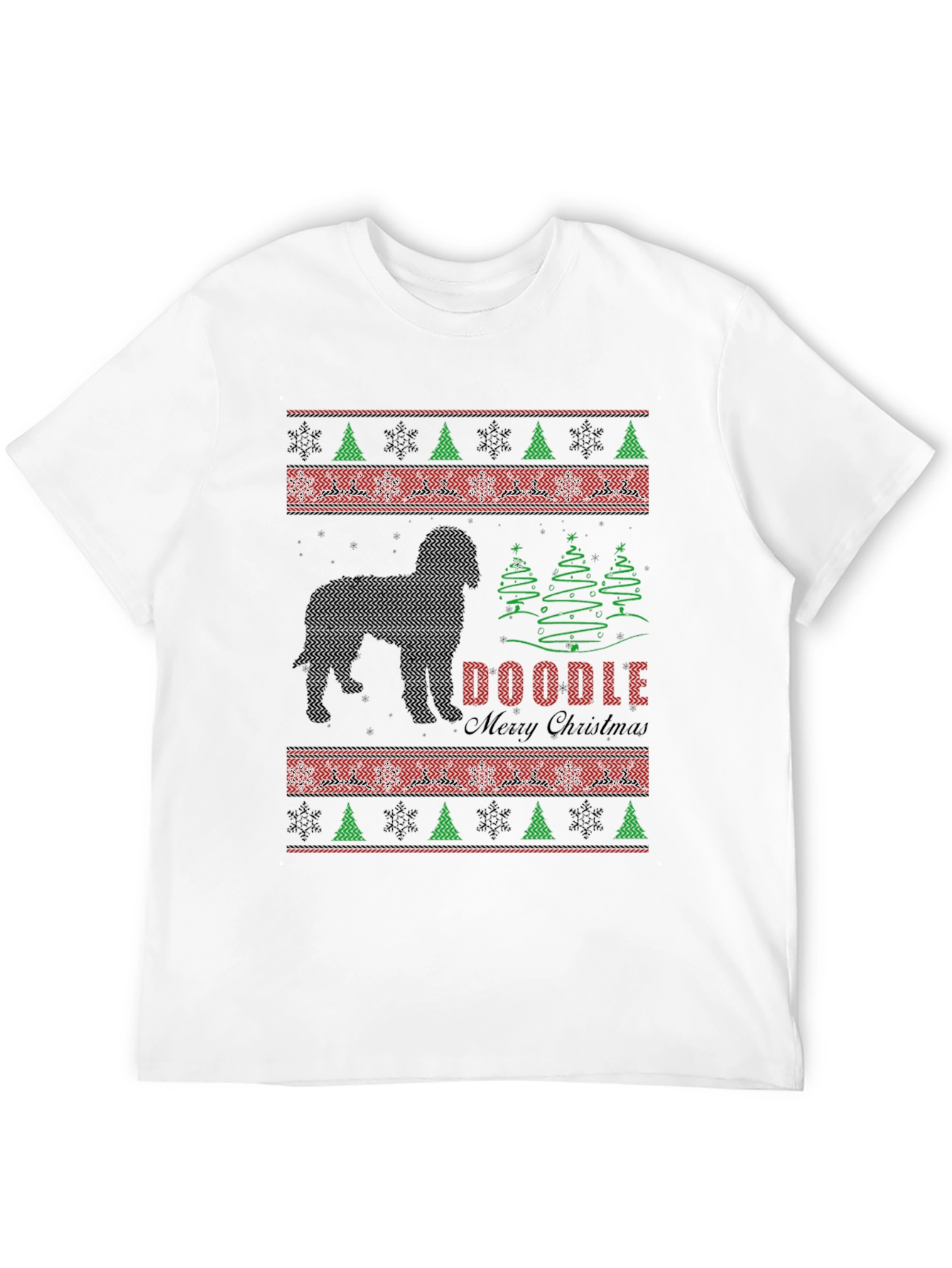 Doodle Merry Christmas T-Shirt Ugly Sweater Style
